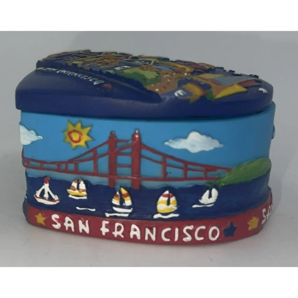 San Francisco Trinket Jewelry Box Resin Colorful Heart‎ Shaped 3